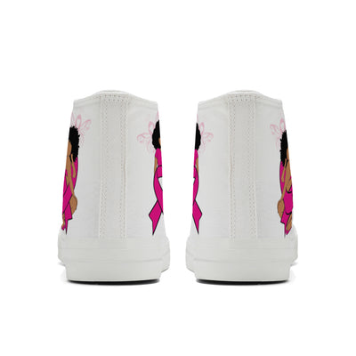 Breast Cancer High Top Canvas Shoes