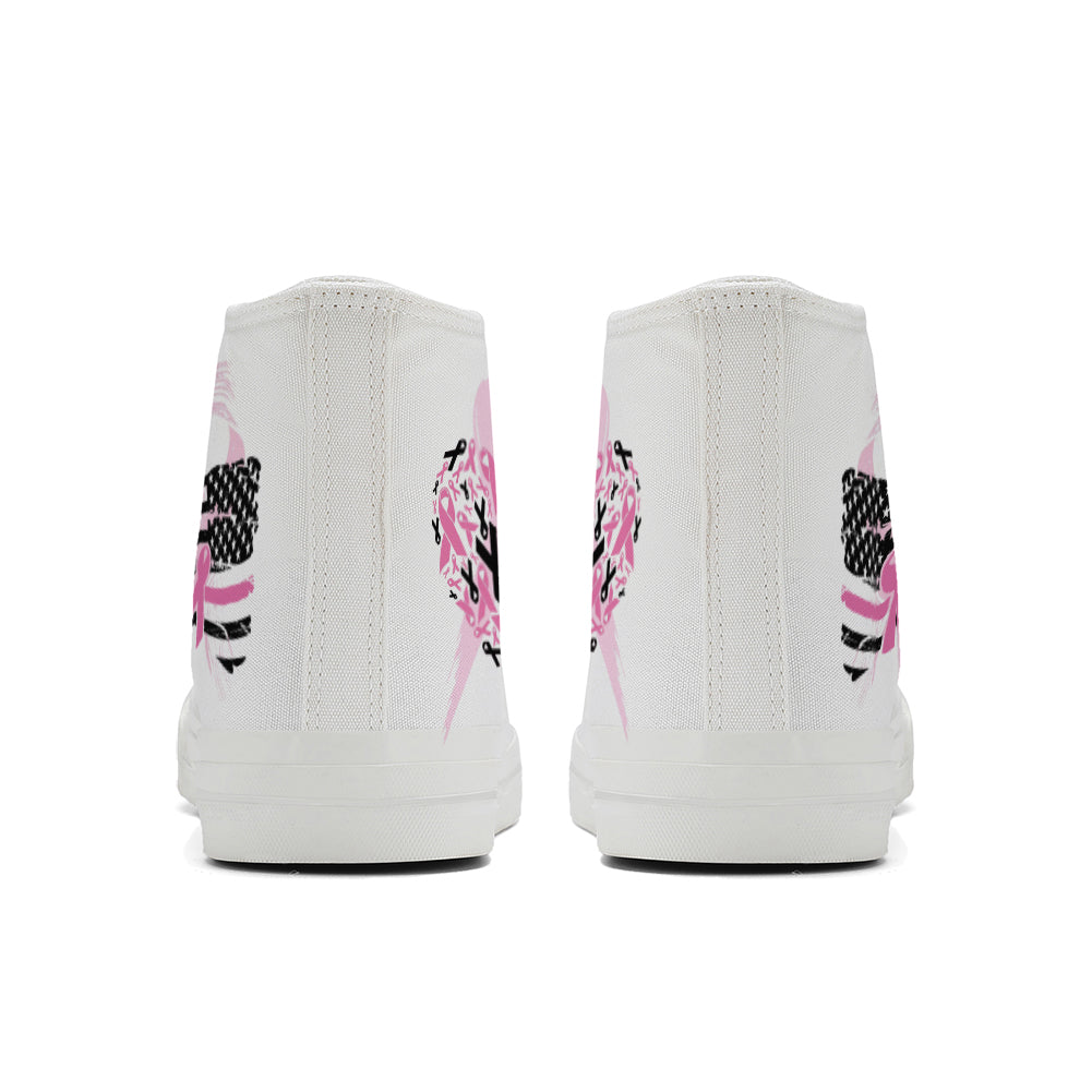 Breast Cancer High Top Canvas Shoes