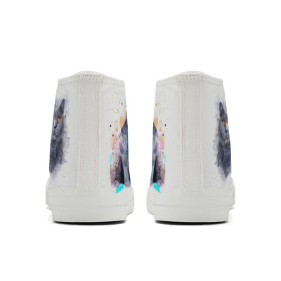 Watercolor Cat High Top Canvas Shoes