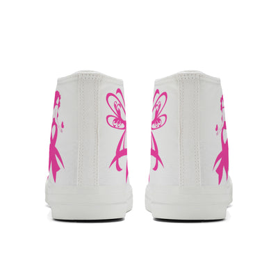 Butterfly Breast Cancer High Top Canvas Shoes