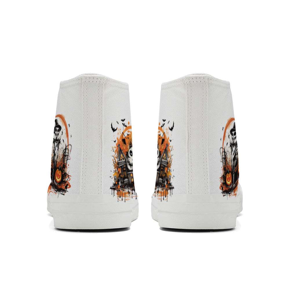 Halloween Skull High Top Canvas Shoes