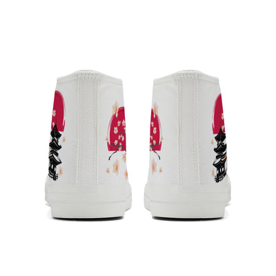 Japanese Style Cherry Blossoms High Top Canvas Shoes