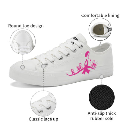 Butterfly Breast Cancer Low Top Canvas Shoes