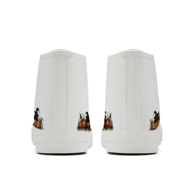 Halloween Black Cat Pumpkin High Top Canvas Shoes