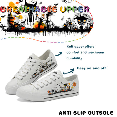 Halloween Basquiat Kids Low Top Canvas Shoes