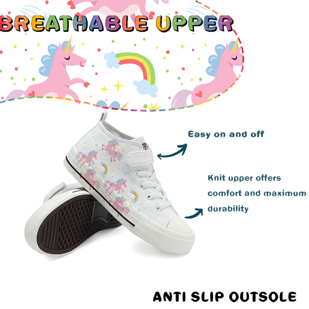 Rainbow Unicorn Kids High Top Canvas Shoes