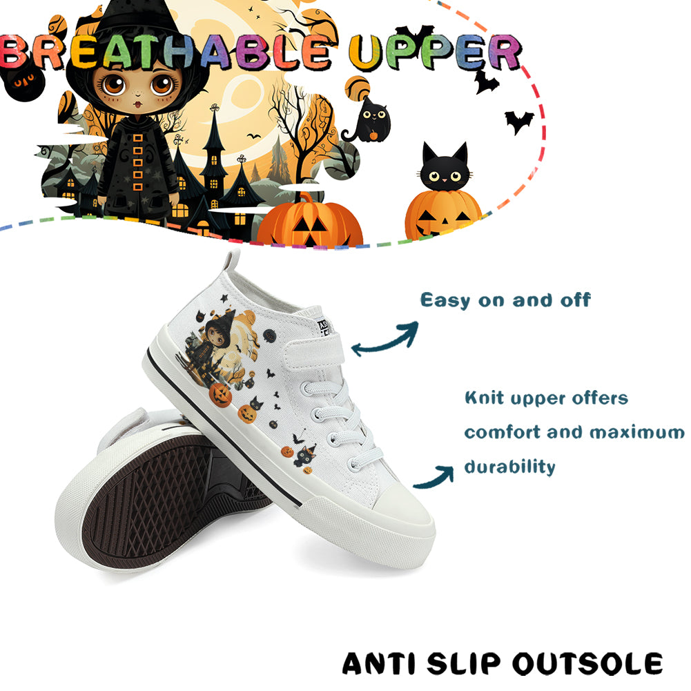 Halloween Castle Witch Kids High Top Canvas Shoes