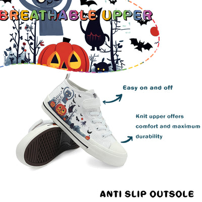 Halloween Pumpkin Kids High Top Canvas Shoes