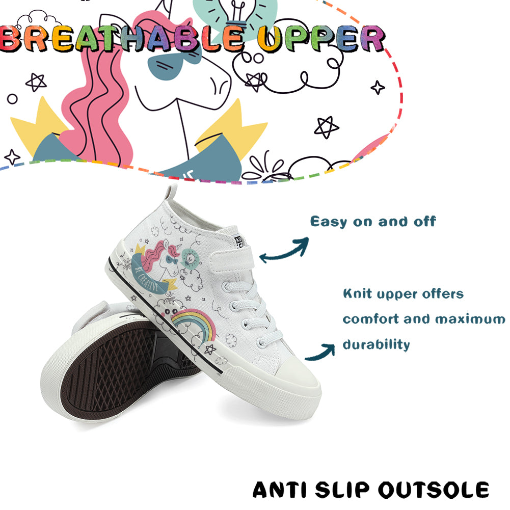 Rainbow Unicorn Kids High Top Canvas Shoes