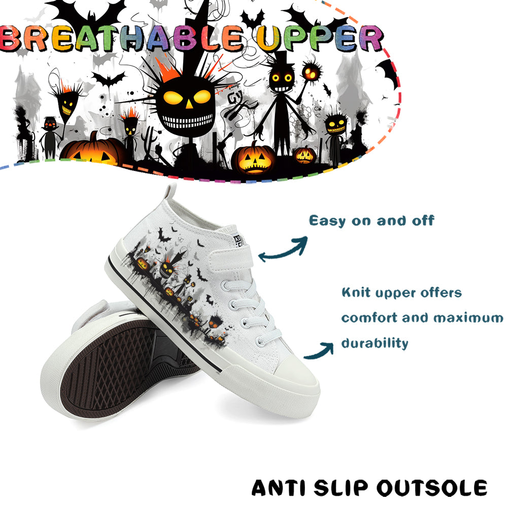 Halloween Basquiat Kids High Top Canvas Shoes