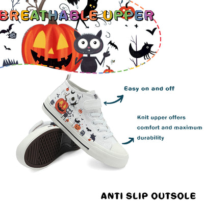 Halloween Pumpkin Kids High Top Canvas Shoes