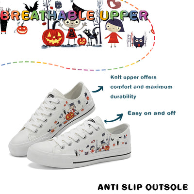 Halloween Pumpkin Kids Low Top Canvas Shoes