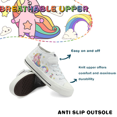 Rainbow Unicorn Kids High Top Canvas Shoes