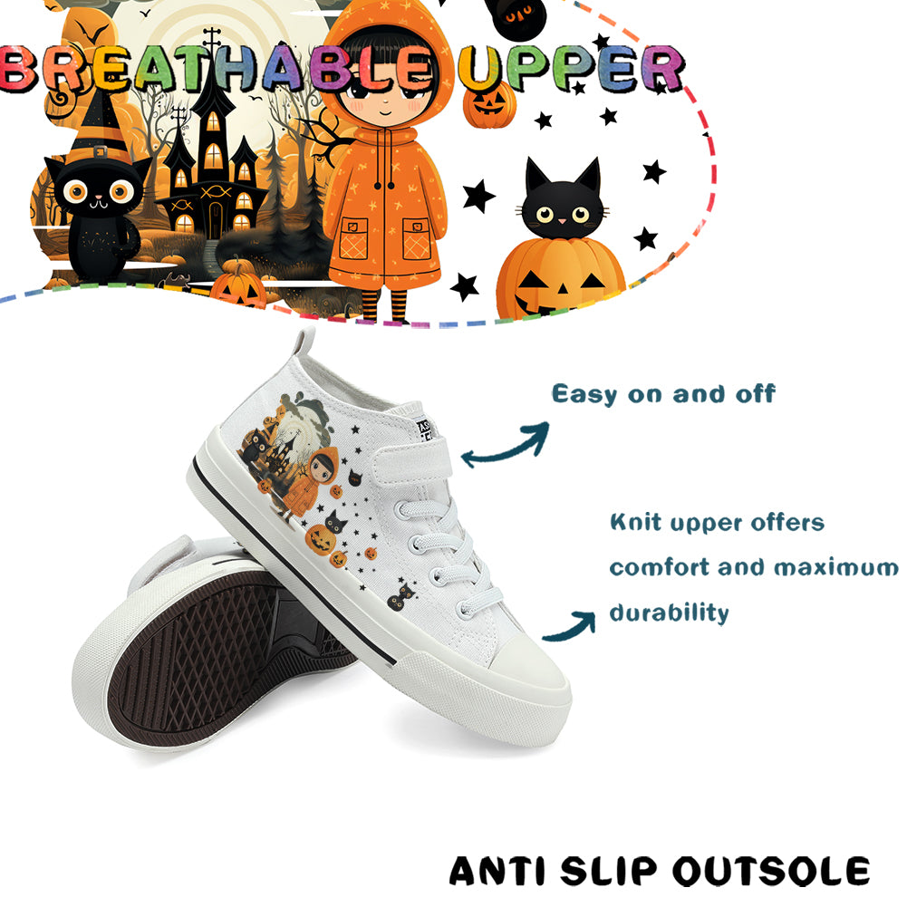 Halloween Castle Witch Kids High Top Canvas Shoes