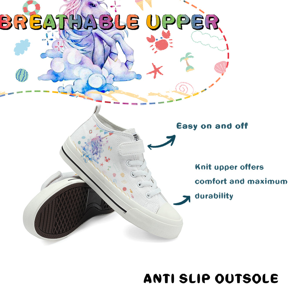 Unicorn Kids High Top Canvas Shoes