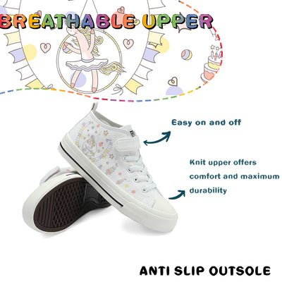 Unicorn Kids High Top Canvas Shoes