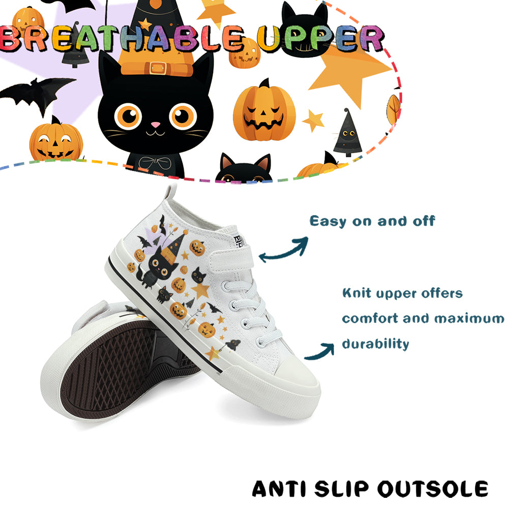 Halloween Pumpkin Kids High Top Canvas Shoes