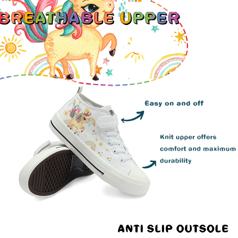 Rainbow Unicorn Kids High Top Canvas Shoes