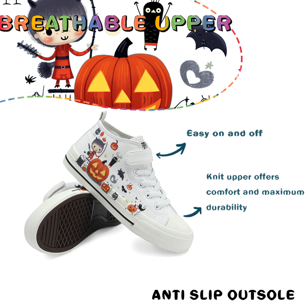 Halloween Pumpkin Kids High Top Canvas Shoes