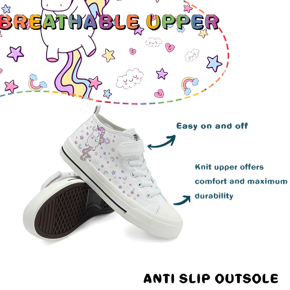 Unicorn Kids High Top Canvas Shoes