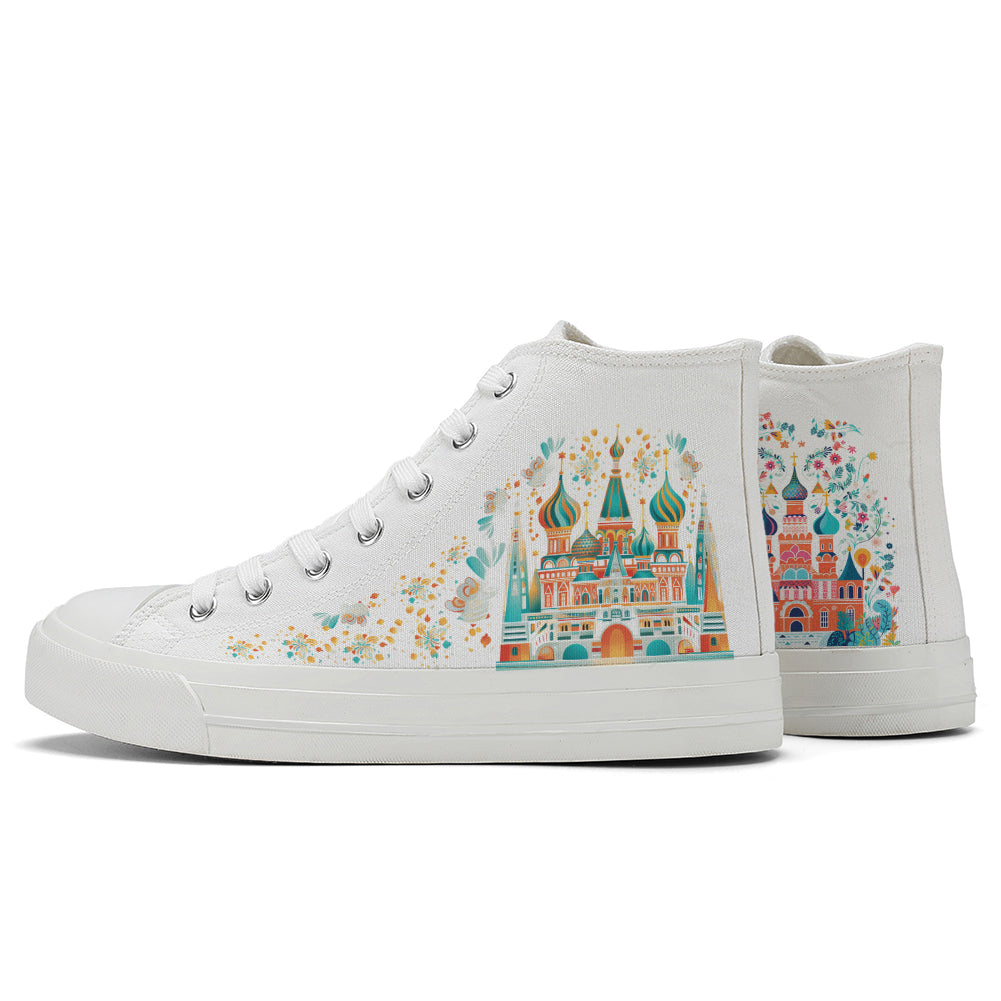 Floral Castle High Top Canvas Shoes