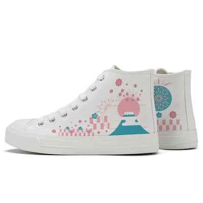 Japanese Style Cherry Blossoms High Top Canvas Shoes