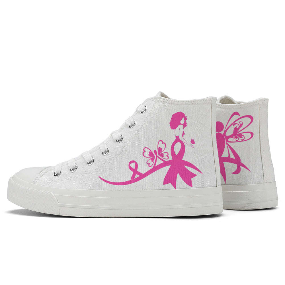 Butterfly Breast Cancer High Top Canvas Shoes