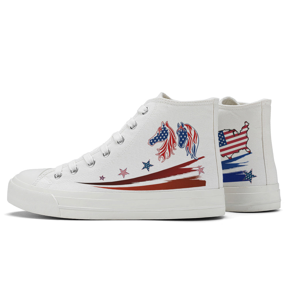 American Flag High Top Canvas Shoes