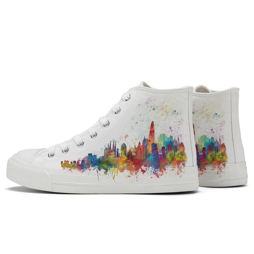 Colorful Splatter City High Top Canvas Shoes