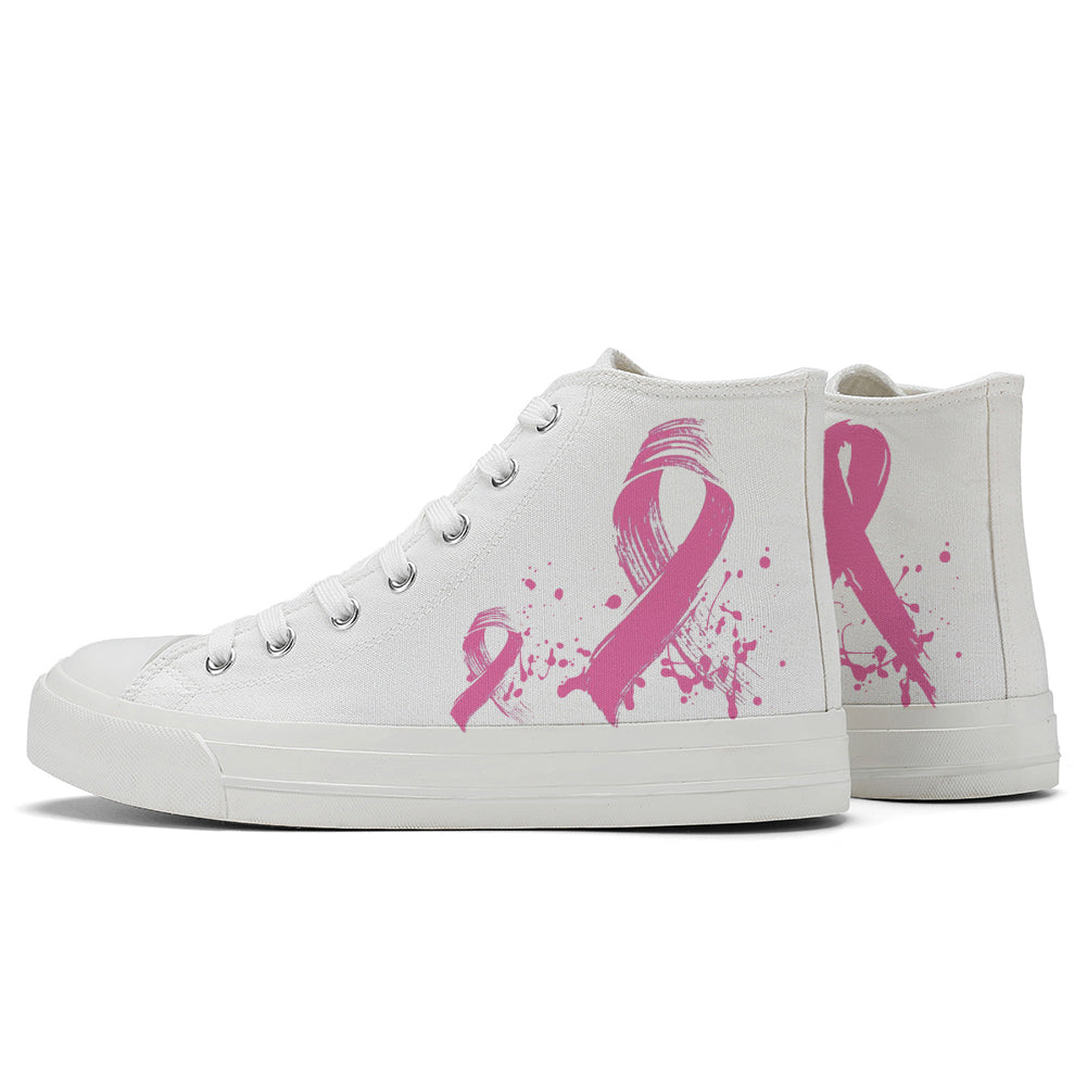 Breast Cancer High Top Canvas Shoes