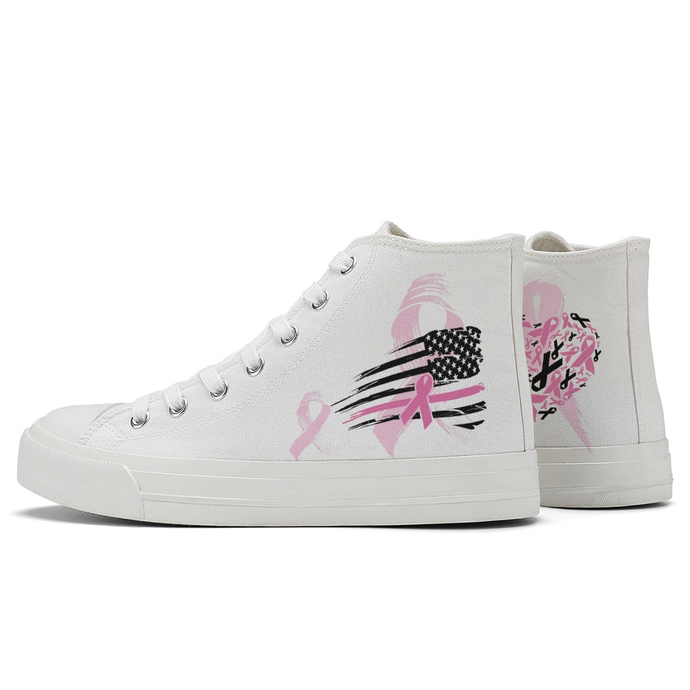 Breast Cancer High Top Canvas Shoes