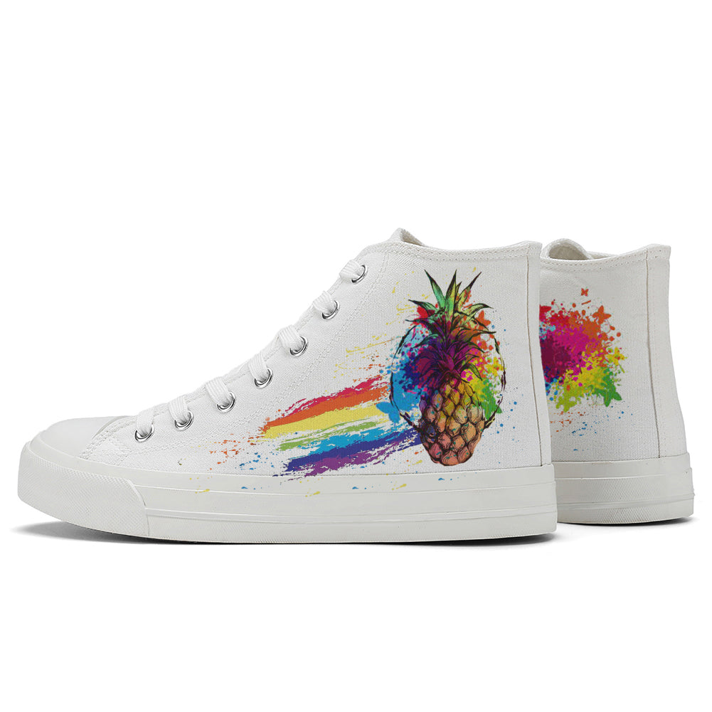 Splatter Pineapple High Top Canvas Shoes