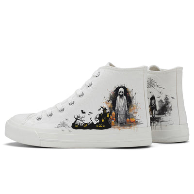 Halloween Skull High Top Canvas Shoes