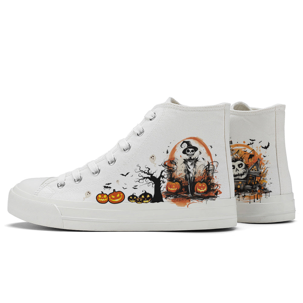 Halloween Skull High Top Canvas Shoes