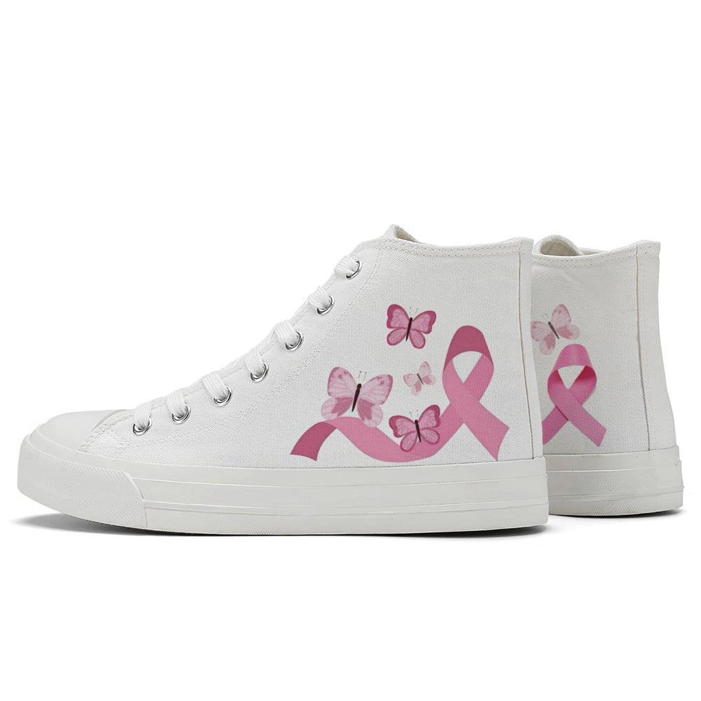 Butterfly Breast Cancer High Top Canvas Shoes