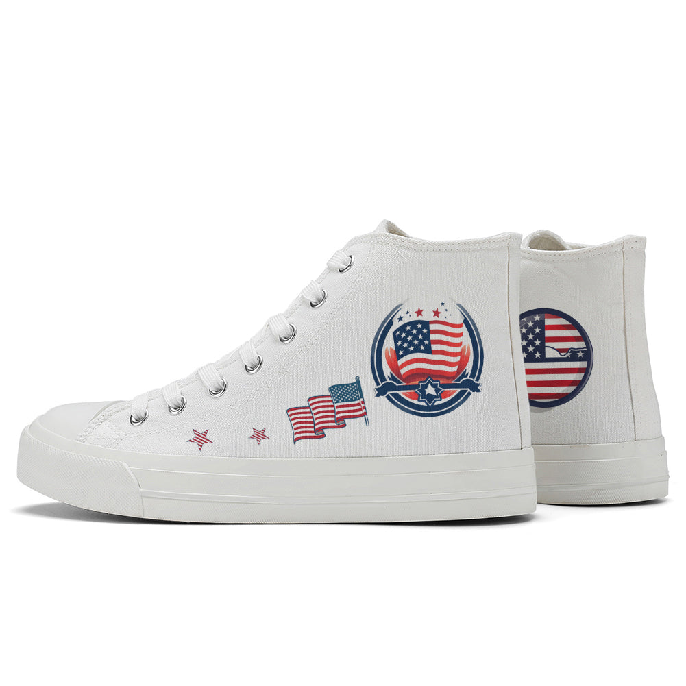 American Flag High Top Canvas Shoes