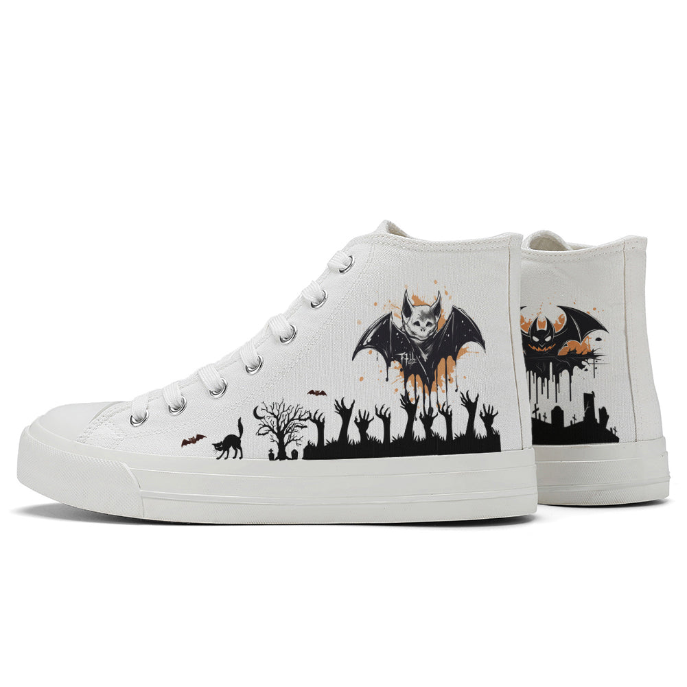 Halloween Bat High Top Canvas Shoes