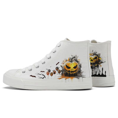 Halloween Pumpkin High Top Canvas Shoes