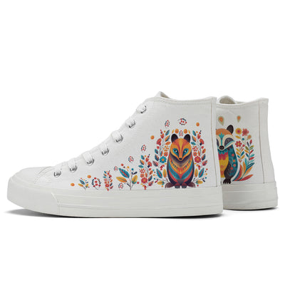 Floral Fox High Top Canvas Shoes