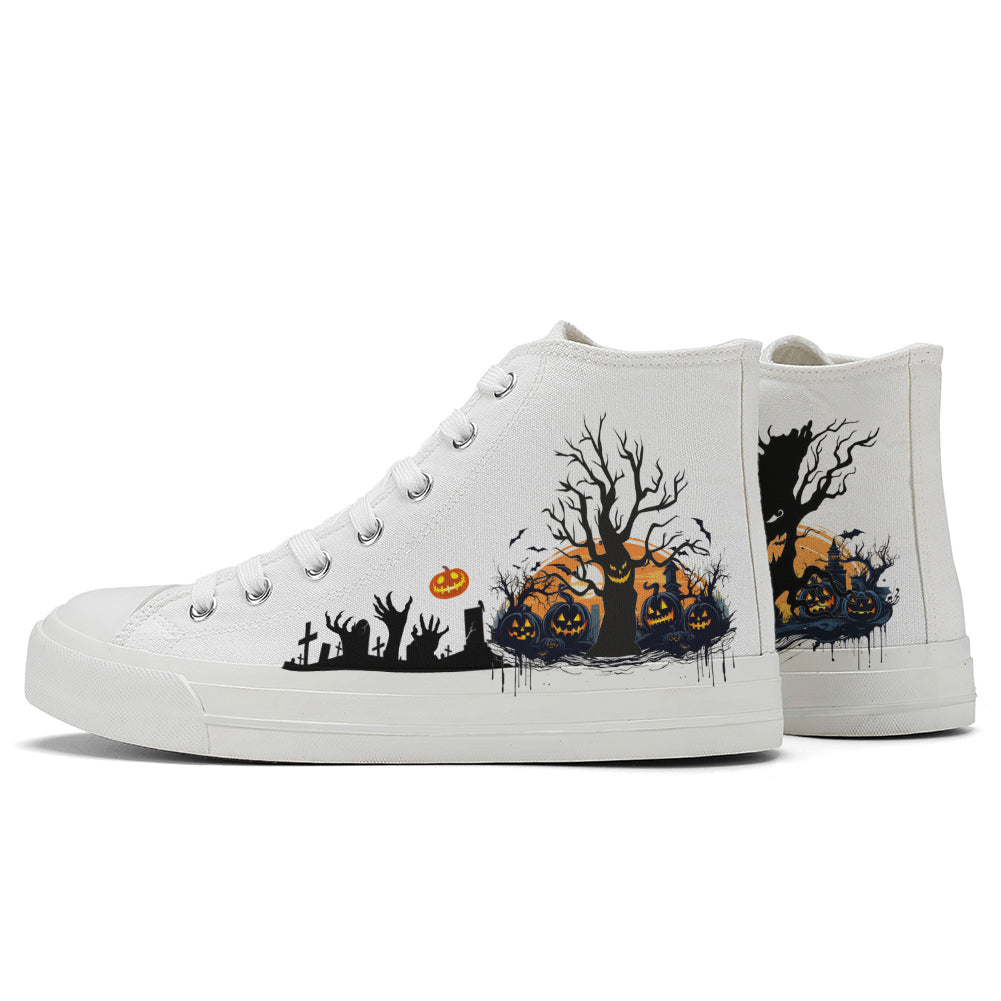 Halloween Pumpkin High Top Canvas Shoes