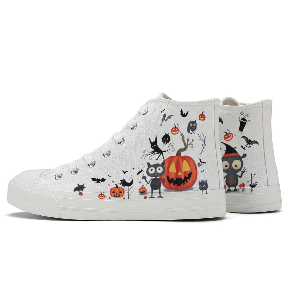 Halloween Pumpkin High Top Canvas Shoes