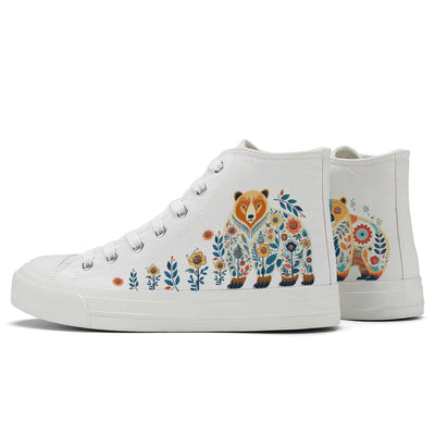 Floral Beer High Top Canvas Shoes