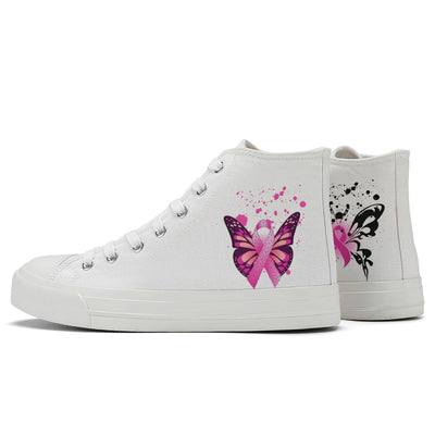 Butterfly Breast Cancer High Top Canvas Shoes