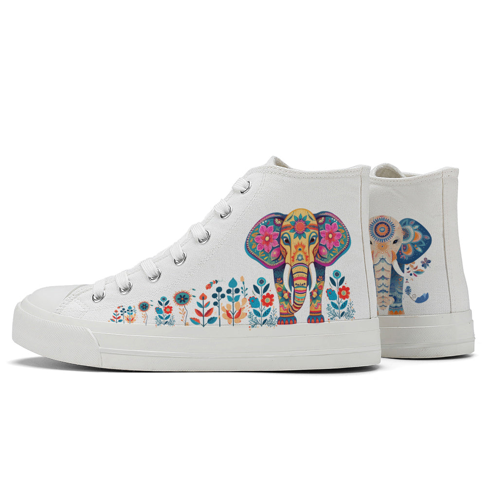 Floral Elephant High Top Canvas Shoes