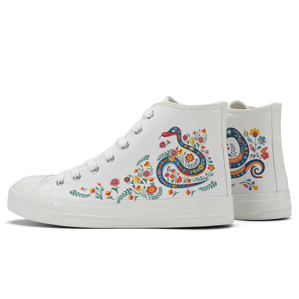 Floral Snake High Top Canvas Shoes