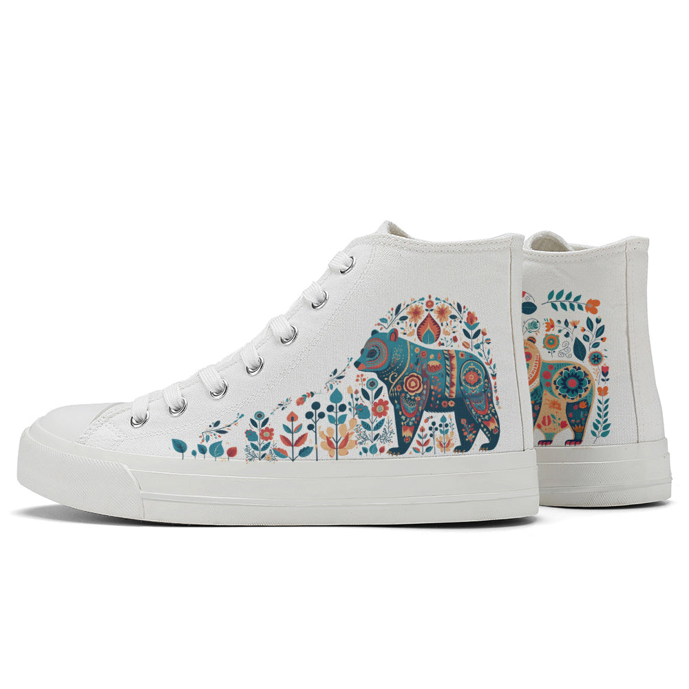 Floral Beer High Top Canvas Shoes