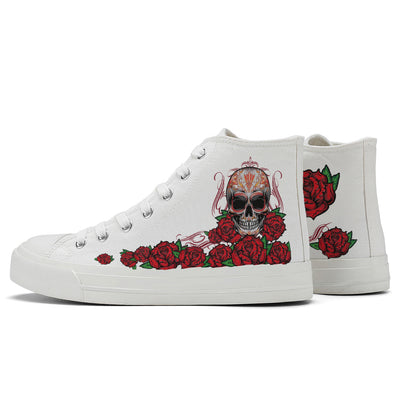 Rose Gothic Skull High Top Canvas Shoes