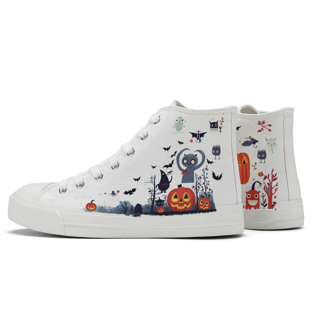 Halloween Pumpkin High Top Canvas Shoes