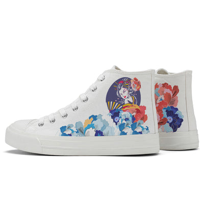 Japanese Style Floral Geisha High Top Canvas Shoes