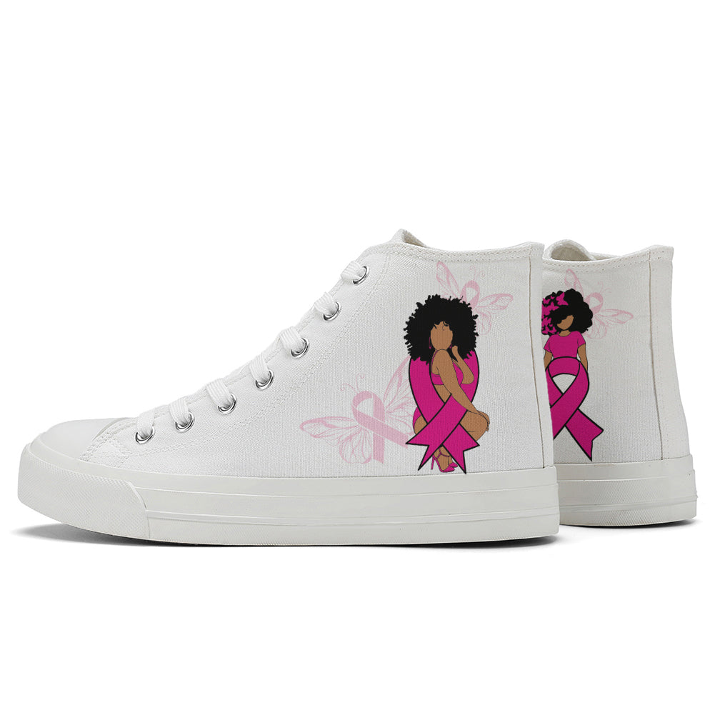 Breast Cancer High Top Canvas Shoes